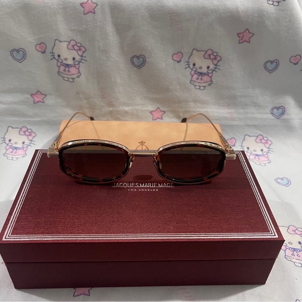 Jacques Marie Mage Brown Tortoiseshell Rectangular Sunglasses
